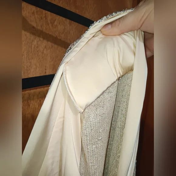 Ramy Brook Champagne Long Sleeve Sequin Mini Dress - Picture 9 of 9